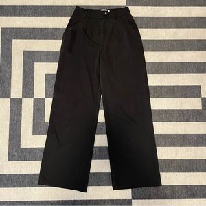 Black Wide Leg High Waist Silk Archer Suit Pants/Trousers